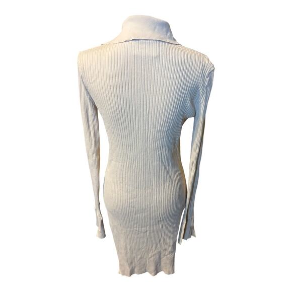 ERIKA CAVALLINI Cream Long Sweater Ribbed Size M - Picture 2 of 3